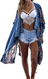 Hibluco Women's Loose Cover Ups Kimono Cardigan Oversized Chiffon Blouses Sheer Tops (X-Large, K 16)