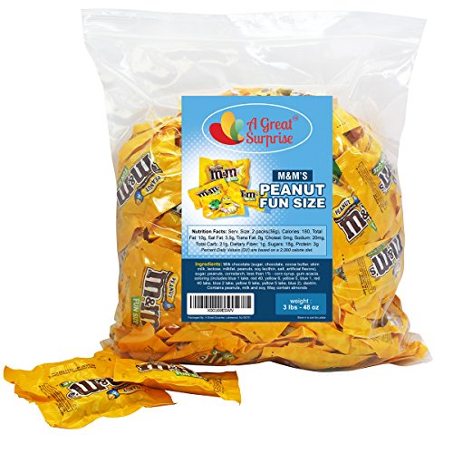 M&Ms Peanut Milk Chocolate Fun Size, 3 LB Bulk Candy