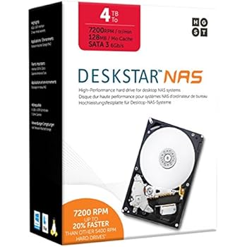HGST DeskStar NAS 3.5" 4TB 7200 RPM 128MB Cache SATA 6.0Gb/s High-Performance Hard Drive for Desktop NAS Systems Retail Packaging 0S04005
