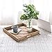 MyGift 18-Inch Square Tri-Color Brown Wood Serving Tray with Handles, Large Wooden Tray for Ottoman, Coffee Table Living Room