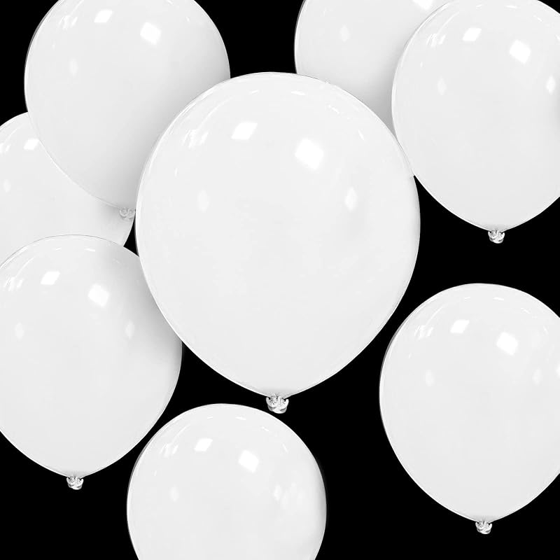 HYKJNBW White Balloons 50 Pack 12 inch Thick Latex Party Decor