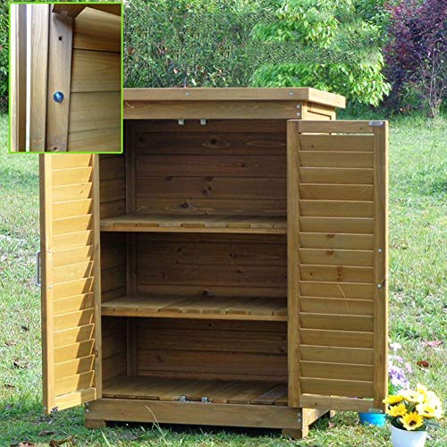 ZHOUAICHENG Holz Gartenschrank Outdoor Geräteschrank wasserdichte Sonnencreme für Balkon Garten Terrasse 96 x 43 x 69 cm – Bild 6