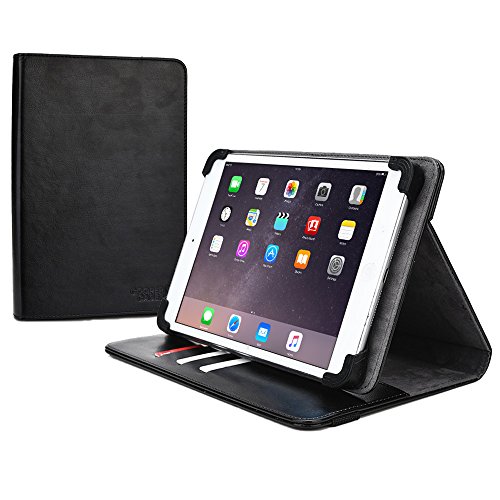 Cooper Cases(TM) Diplomat Asus ZenPad 8.0 Z380C/Z380KL, S 8.0 Z580C/Z580CA Portfolio Case in Black (Business/Credit Card Slots, Rotating Viewing Stand, Elastic Strap Cover Lock)