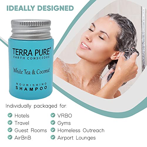 Terra Pure White Tea & Coconut Shampoo, Travel Size Hotel Amenities, 1