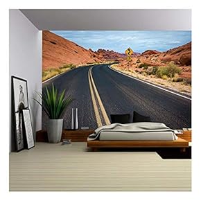 Highway in Desert with Rocks - Removable Wall Mural | Self-Adhesive Large Wallpaper - 66x96 inches