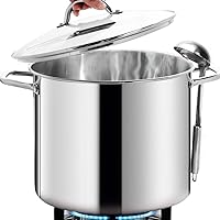 HOMICHEF Commercial Grade Large Stock Pot 20 Quart with Lid - Nickel Free Stainless Steel Cookware Stockpot 20 Quart - Health