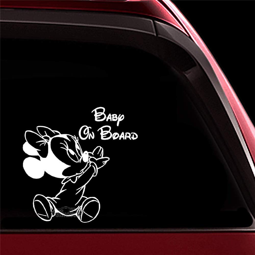 Adesivo Per Auto 15 Cm De Altura Minnie Mouse Bebe A Bordo Etiqueta Engomada Del Coche De Dibujos Animados Para Espejo Ventana Parachoques Carroceria Puerta De La Ventana Ventana Parabrisas Trasero Coche
