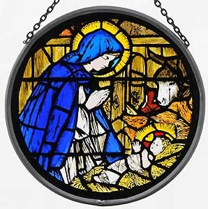 Stained Glass Window Sun Catcher/Roundel in a Madonna and Child Design.