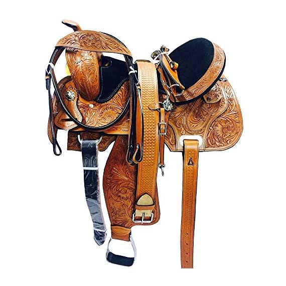 COMFYTACK-M1-15-Western-Leather-Barrel-Racing-Trail-Pleasure-Horse-Saddle-with-TACK-Set