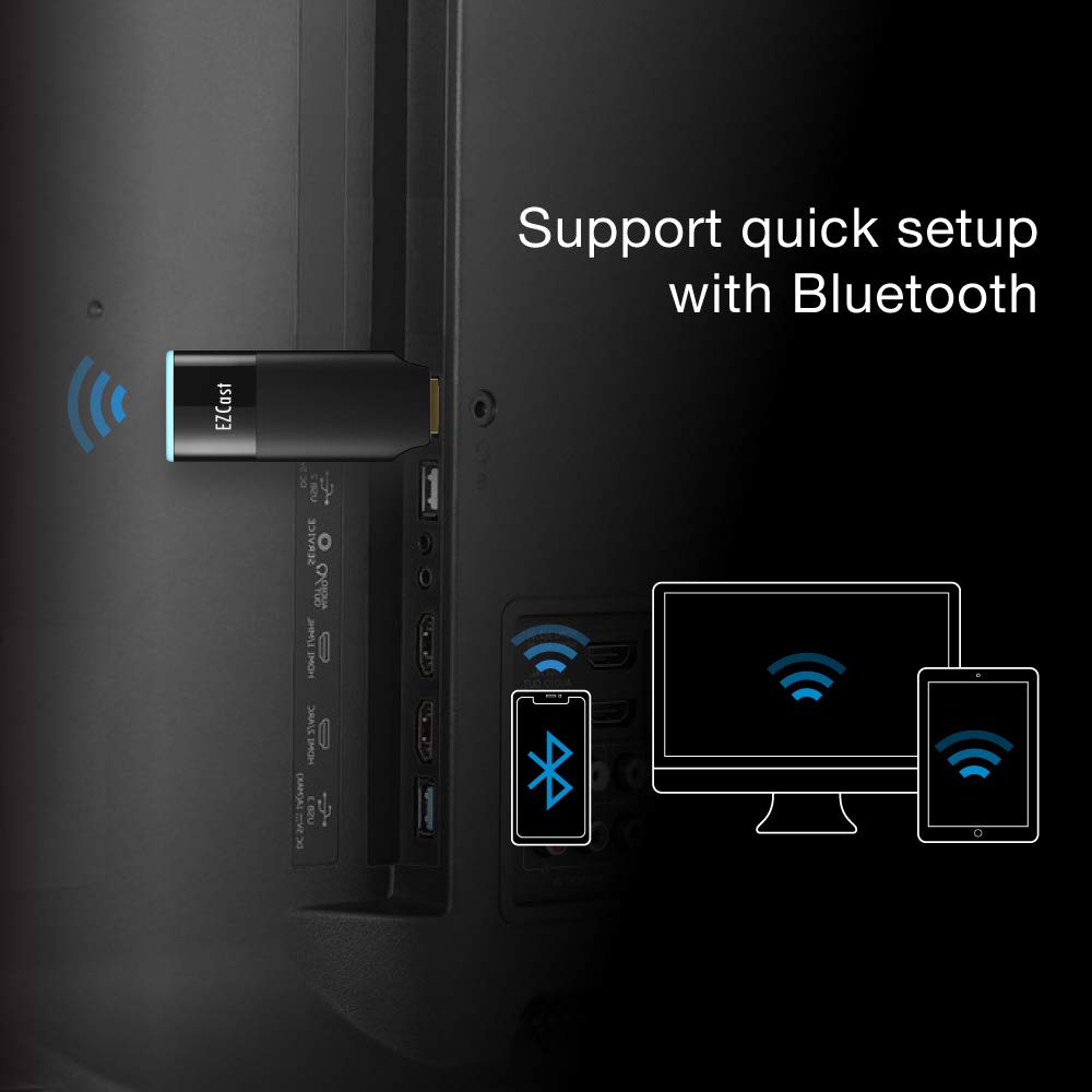EZCast 2 Wireless Display Receiver, H.265 decoding, 4K Output, Supports 2.4/5GHZ WiFi, Compatible with Android, iOS, Windows, MacOS, DLNA, Miracast, Airplay mirroring