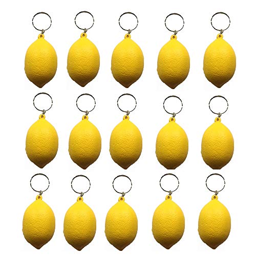 iMagitek 15 Pack Lemon Keychains for Kids Party Favors Supplies, School Carnival Prizes, Party Bag Gift Fillers, Lemon Stress Relieve Toy