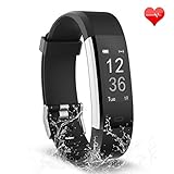Fitness Tracker, Waterproof Activity Tracker Heart Rate Monitor Bluetooth Smart Watch Bracelet Wristband Sleep Monitor Pedometer with Replacement Strap for Android and IOS Smartphone (black-blue)