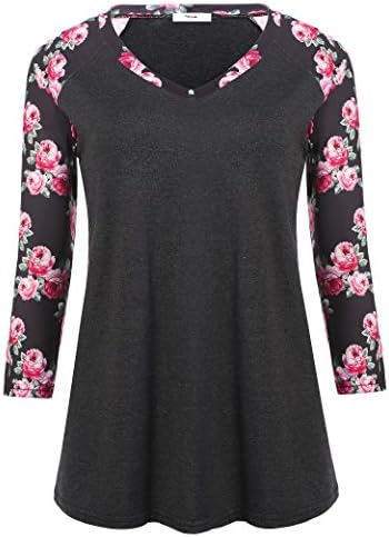 Fshop365 Women's Long Raglan Sleeve T-Shirt Baseball Football Jersey Many Colors Dark Gray 3XL