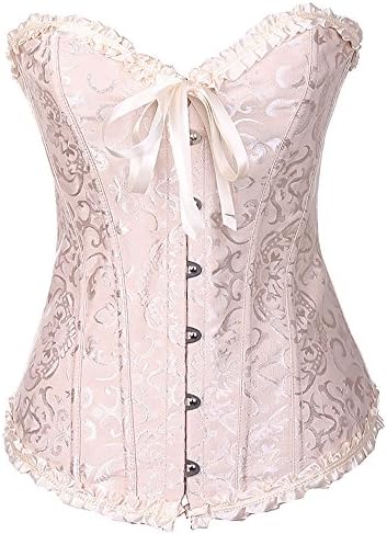 GSHappyGo Women's Lace Corset Strapless Wedding Dress Corset Bustiers Cincher Apricot 5XL