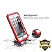 iPhone 5S / SE (2016) Waterproof Case, Dust Proof Snow Proof Shock Proof Case with Touched Transparent Screen Protector, Heavy Duty Protective Carrying Cover Case for iPhone 5 5s SE - Red