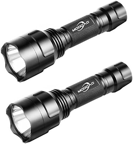 MODOAO Hunting Tactical Flashlights Upgraded L2 C8 LED ,Outdoor LED Torch Lantern, 1200 Lumens, 5 Modes, Waterproof IP65, 2 Pack