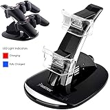 Insten Controller Charger For PS3, 2 Port Dual USB Console Controller Charging Station Docking Stand with LED Indicators compatible with Sony Platstation 3 PS3 Slim, Black