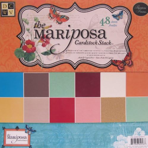 DCWV PREMIUM The MARIPOSA CARDSTOCK STACK Pad of 48 SHEETS 12" x 12" CARD STOCK w METALLIC, TEXTURED &amp; GLITTERED (2009)