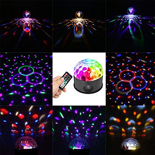 SOLMORE LED Disco Ball Party Lights Strobe Light 9 Color 9W Sound Activated DJ Lights Stage Lights Wireless Phone Connection with Remote for Club Gift Kids Birthday Wedding Home Karaoke Dance Light