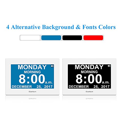 iGuerburn Talking Night Day Clock 8" Large Display with Touchscreen for