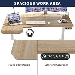 HEONAM 59-Inch L-Shape Standing Desk, Electric