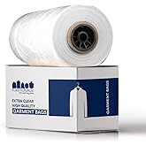 Plasticplace Clear Garment Bags on Roll, Heavy-Duty Plastic Coat Covers, 21” x 7” x 54”, Perforated with Pre-Slit Hanger Holes, Dustproof & Wrinkle-Free Storage, 320 Count Wardrobe Cover 0.65 Mil