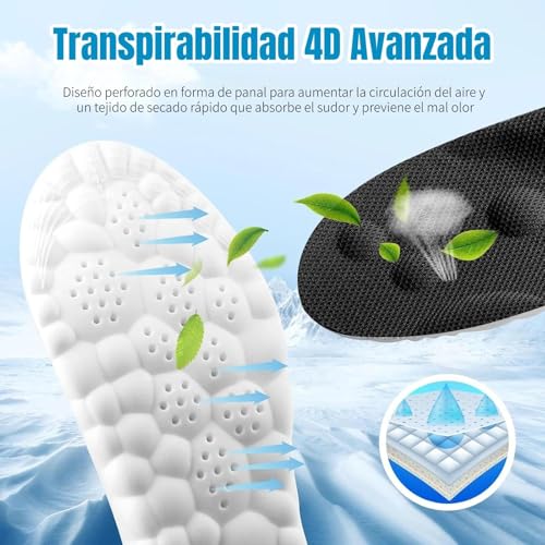 2 Pares Plantillas para Fascitis Plantar, Plantilla Ortopédicas para Mujer y Hombre, Plantilla para Zapatos con Apoyo de Arco, Plantilla Memory Foam Antifatiga, Aliviar el Dolor de Pies (Negro 23-25)