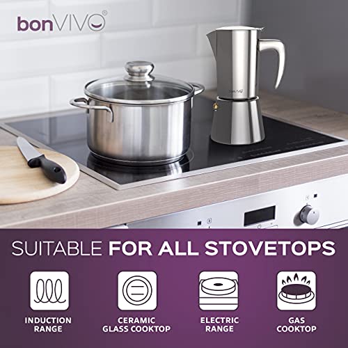 bonVIVO Intenca Stovetop Espresso Maker Luxurious, Stainless Steel