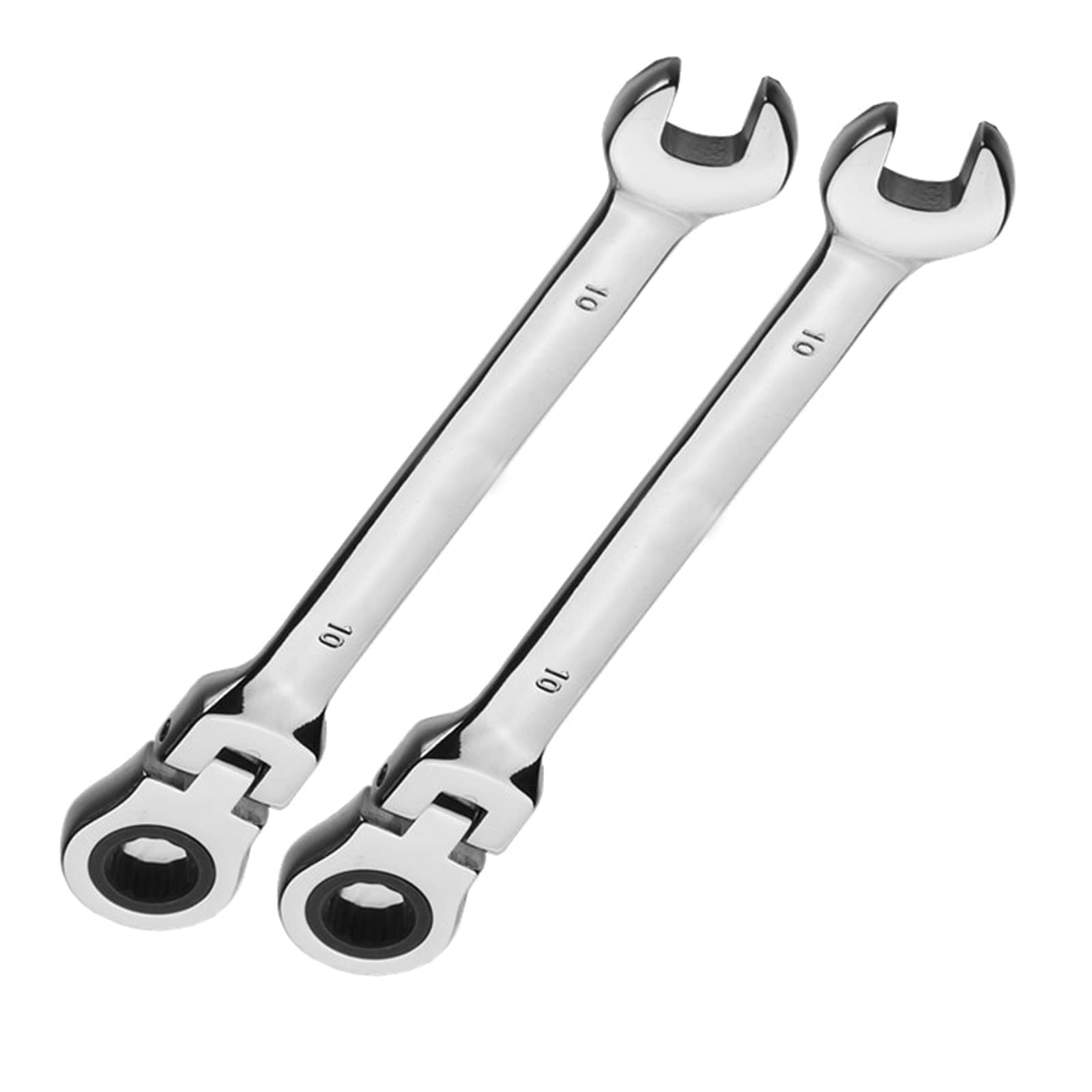 Vokenforu 10mm Ratchet Spanner,2 PCS Ratcheting Combination Wrench, Flex-Head Hardened Chrome Vanadium Steel Open End Spanner Metric — image 1
