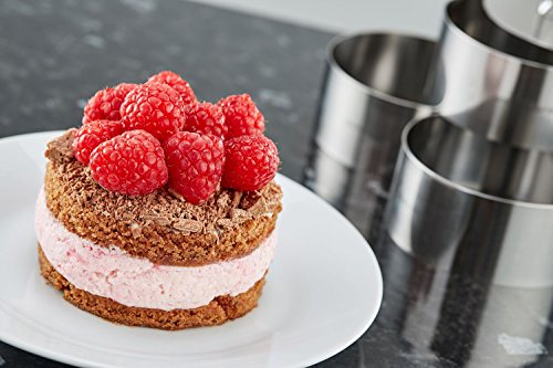 Uncle Jack Professional Stainless Steel Food Tower Presentation Cooking Rings with Food Press-Round Forms(set of 2)