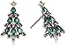 Platinum-Plated Swarovski Zirconia Red and Green Christmas Tree Stud Earrings