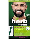 Herb For Men Mustache & Beard Dye (Nature Black, 1 Pack), PPD-Free Ammonia-Free, Vegan with Natural Ingredients, Odorless, Gentle for Sensitive Skin, No Skin Irritation