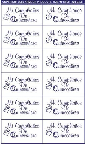 Armour Etch Stencil Rub N Etch Stencil, Mi Cumplianos, 5-Inch by 8-Inch