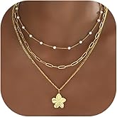 YEEZII Layered Gold Necklaces for Women Trendy, 3 Pcs 14K Gold Plated Choker Paperclip Box Chain Necklace, Stackable Women's Gold Pendant Necklaces Jewelry Set