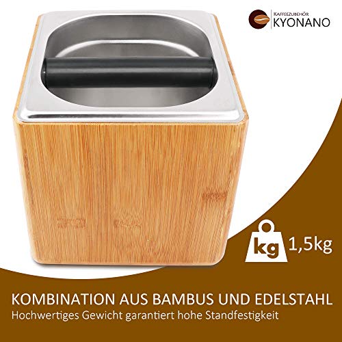 KYONANO Abklopfbehälter, Abschlagbehälter Siebträger Zubehör, Abklopfbehälter aus Bambus & Edelstahl, Knock Box… – Bild 5