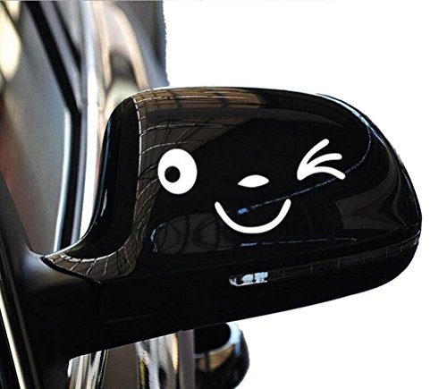 1 Pair Yonger Cute White Smile Face 3D Decal Sticker for Auto Car Side Mirror L+R Rearview