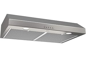 Broan-NuTone BCSQ130SS Three-Speed Glacier Under-Cabinet Range Hood with LED Lights ADA Capable, 1.5 Sones, 375 Max Blower CFM, 30-Inch, Stainless Steel