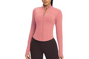 colorskin Women's Lightweight Zip Up Workout Jackets Yoga Cropped Running Gym Track Athletic Jacket with Thumb Holes