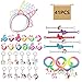 41 PCS Unicorn Party Favors Supplies, Headbands Rings Rainbow Bracelets Keychains Wristbands Kids Birthday Unicorn Toys All Ages Parties Keys Bag Decoration