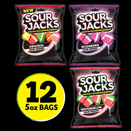 Sour Jacks Candy Gummy Snacks Variety Pack, Original, Watermelon