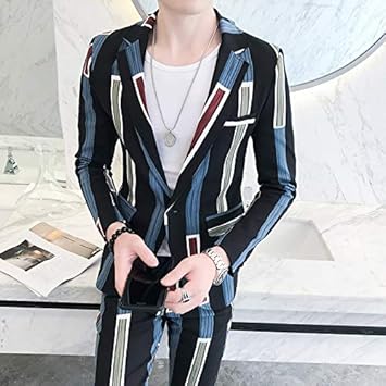 Hwtp Costume Pour Homme Costume Moulant à Rayures Style