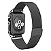 ALNBO for Apple Watch Bands 42mm Stainless Steel Milanese Loop Wristbands with Metal Case for iWatch Series 3 Series 2 Series 1 Sport Edition Black