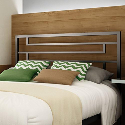 Amisco Temple Metal Headboard Only, Queen Size 60", Magnetite/Glossy Grey