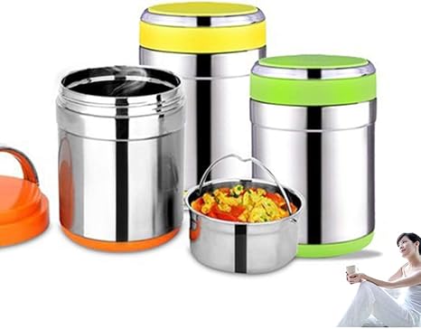 Amazon ステンレスランチジャー スープジャー サーモス 真空保冷 保温 丼ぶりステンレス弁当箱 大容量1000ml 1300ml グリーン L 保温ランチジャー オンライン通販