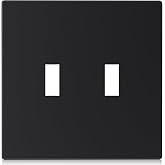 ELEGRP 2-Gang Screwless Toggle Switch Wall Plates, Mid-Size Unbreakable Thermoplastic Faceplate Cover for Wall Switch &amp; Toggle Dimmer Switch, UL Listed (1 Pack, Matte Black)