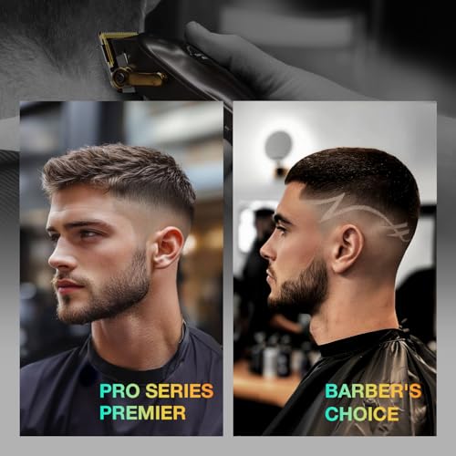 SUPRENT Professional Hair Clippers for Men - Zero Gap T Blade Hair Cutting Kit Cordless Barber Trimmer Set with LED Display (Black)