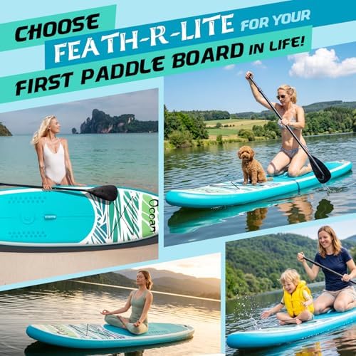 Aufblasbares Stand Up Paddle Board Ultra-Leicht SUP Paddelboard mit 3 Finnen, Verstellbarem Paddel, Pumpe, Rucksack, Leine und Wasserdichter Tasche
