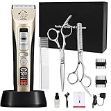 punada Professional 5-Speed Pet Grooming Clippers Heavy Duty, Pet Clippers for Thick Coats Dogs/Cats/Horse, Dog Clippers with LED Screen Indication Intelligent Protection