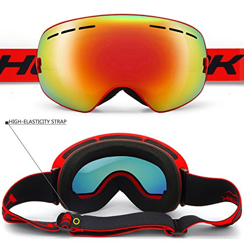 Hongdak Ski Goggles, Snowboard Goggles UV Protection, Snow Goggles Helmet Compatible for men women boys girls kids, Anti fog OTG