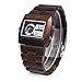 BEWELL Bamboo Wooden Men Quartz Watch with Double Movement Luminous Display(Ebony wood)